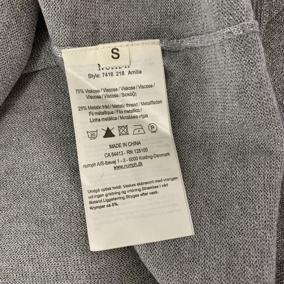 Anthropologie Numph Knit Top Small Gray Sleeveless Shimmer Minimalist Chic - Picture 5 of 5